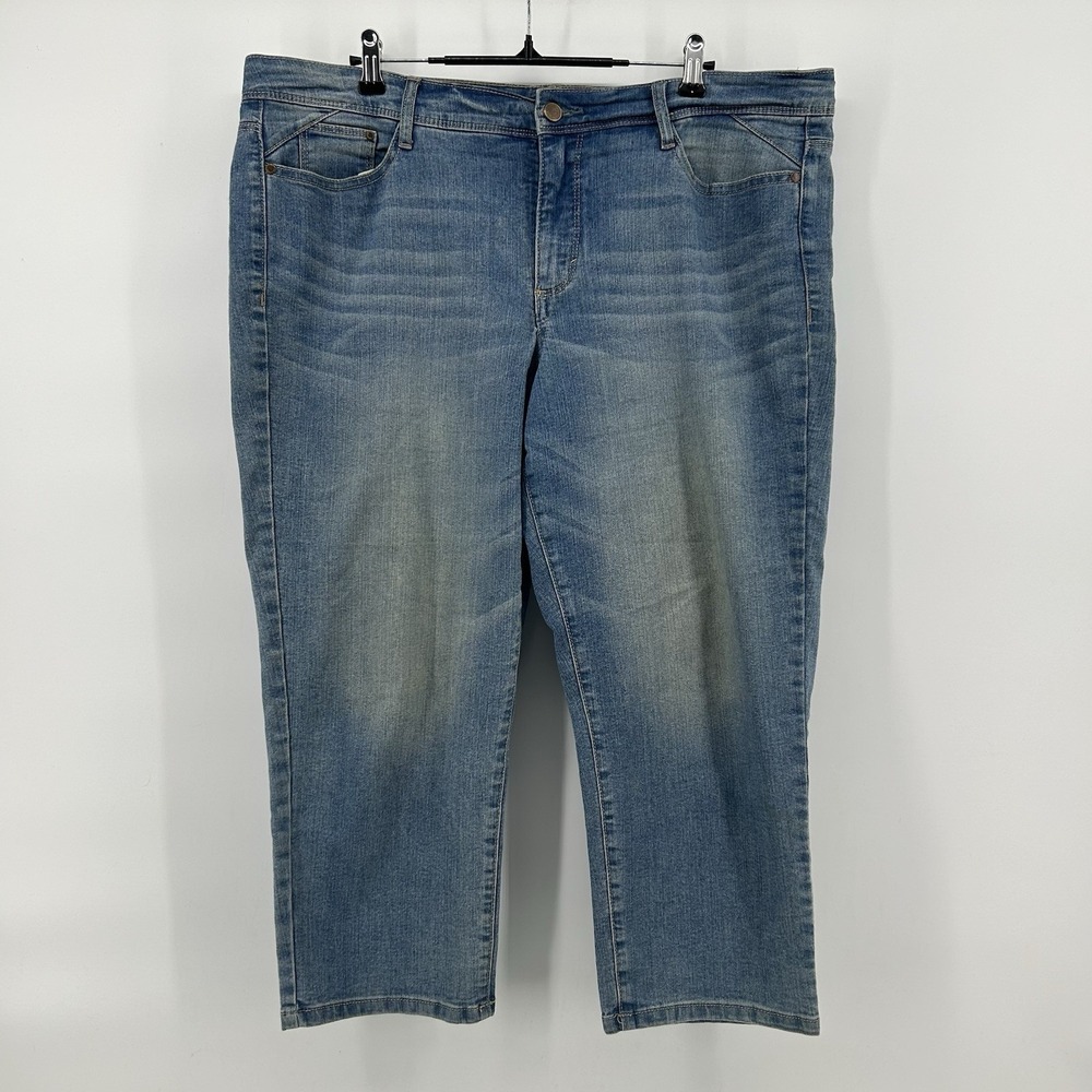 Bandolino Selene Womens 16 Stretch Mid Rise Straight Leg Cropped Denim Jeans